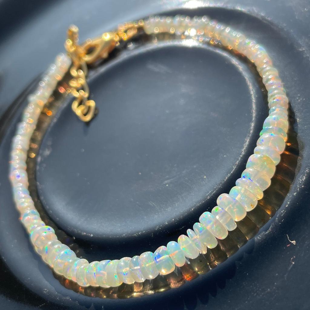 Natural Ethiopian Opal Beads Bracelet: Handmade Gemstone Jewelry