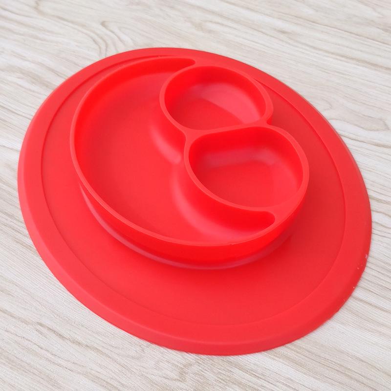 Smiley Face Silicone Baby Placemat: Divided Dining Tray for Kids, Food-Grade, One-Piece Design