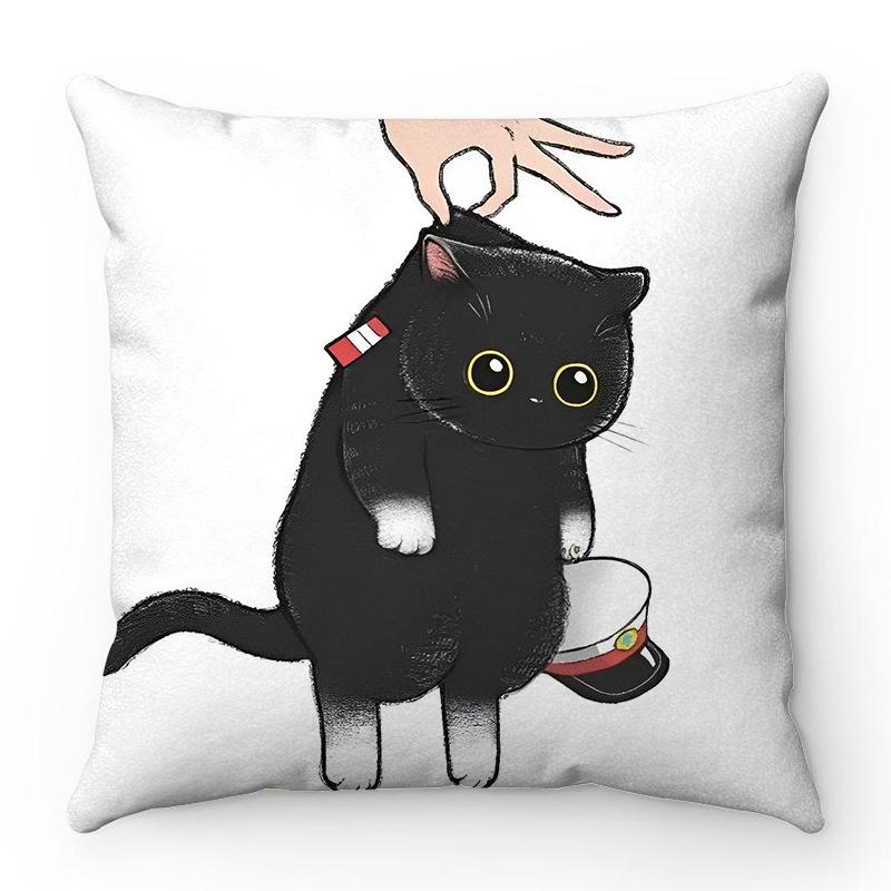 Cartoon Facial Modeling Cat Pattern Series Digital Printing Short Plush Pillow Covers For Sofa Office Cushion Cover Home Goods