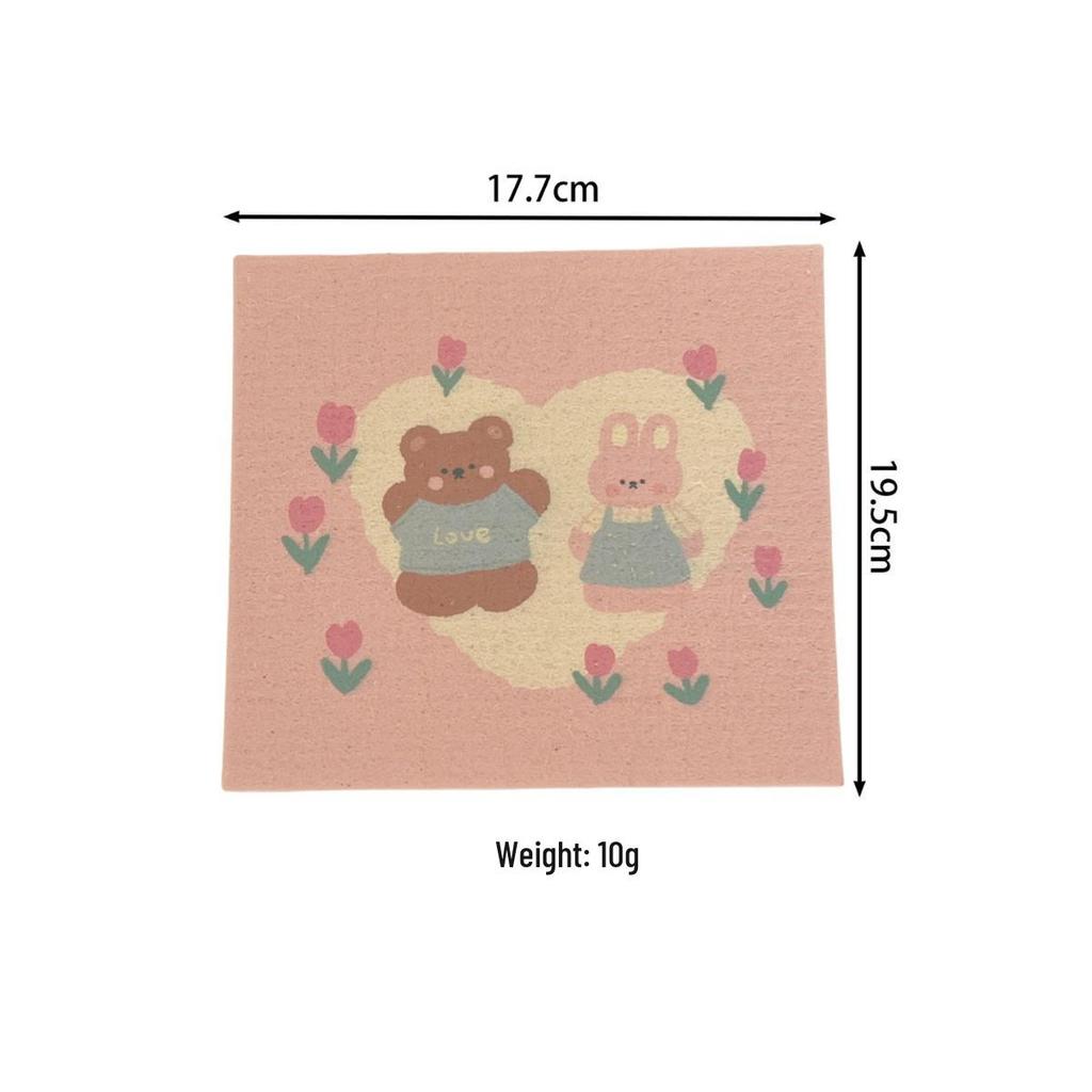 Chu Lele Festive Cartoon Eco-friendly Wood Pulp Cotton Dishcloth & Scouring Pad