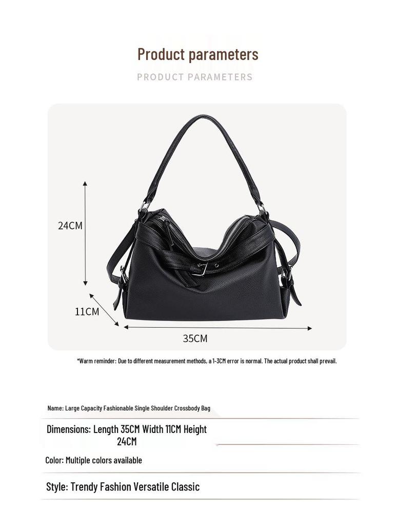 Women's Korean Style Retro Tote Bag - High-End Fashion, Versatile Large Capacity, Single Shoulder or Crossbody Use.