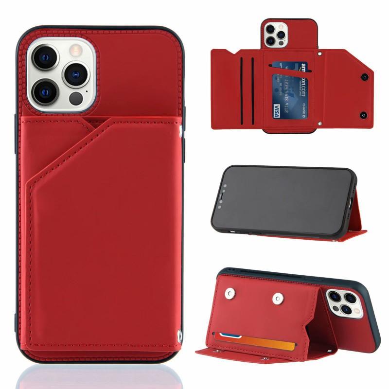 Slim PU Leather Phone Case With Card Slots Stand IPhone 14 Pro Max 13 Mini SE Shockproof Wallet Cover
