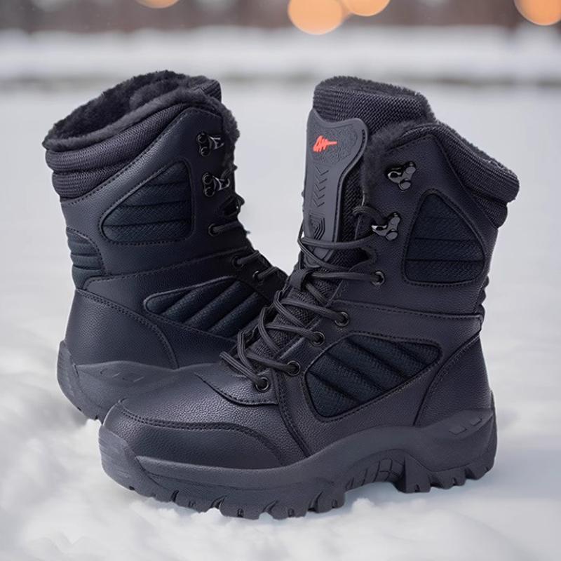 Tall cotton boots winter boots high top thickened velvet cotton shoes outdoor mountaineering snow boots