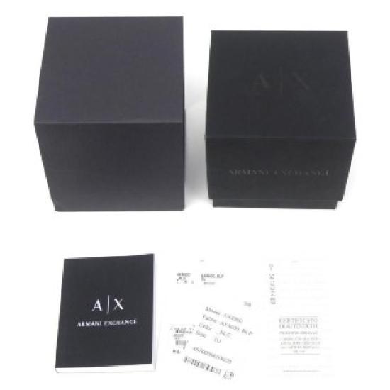 Open Box Armani Exchange AX4600 Classic Signature Quartz Watch – White Dial, Black Silicone Strap
