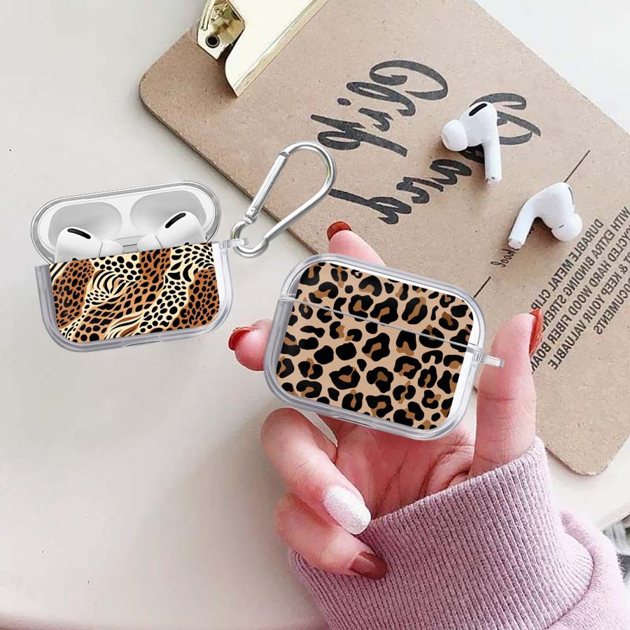 Case For Airpods Pro3 3 2 4 Pro 1 Pro2 Clear Earphone Cases Cover Leopard Print