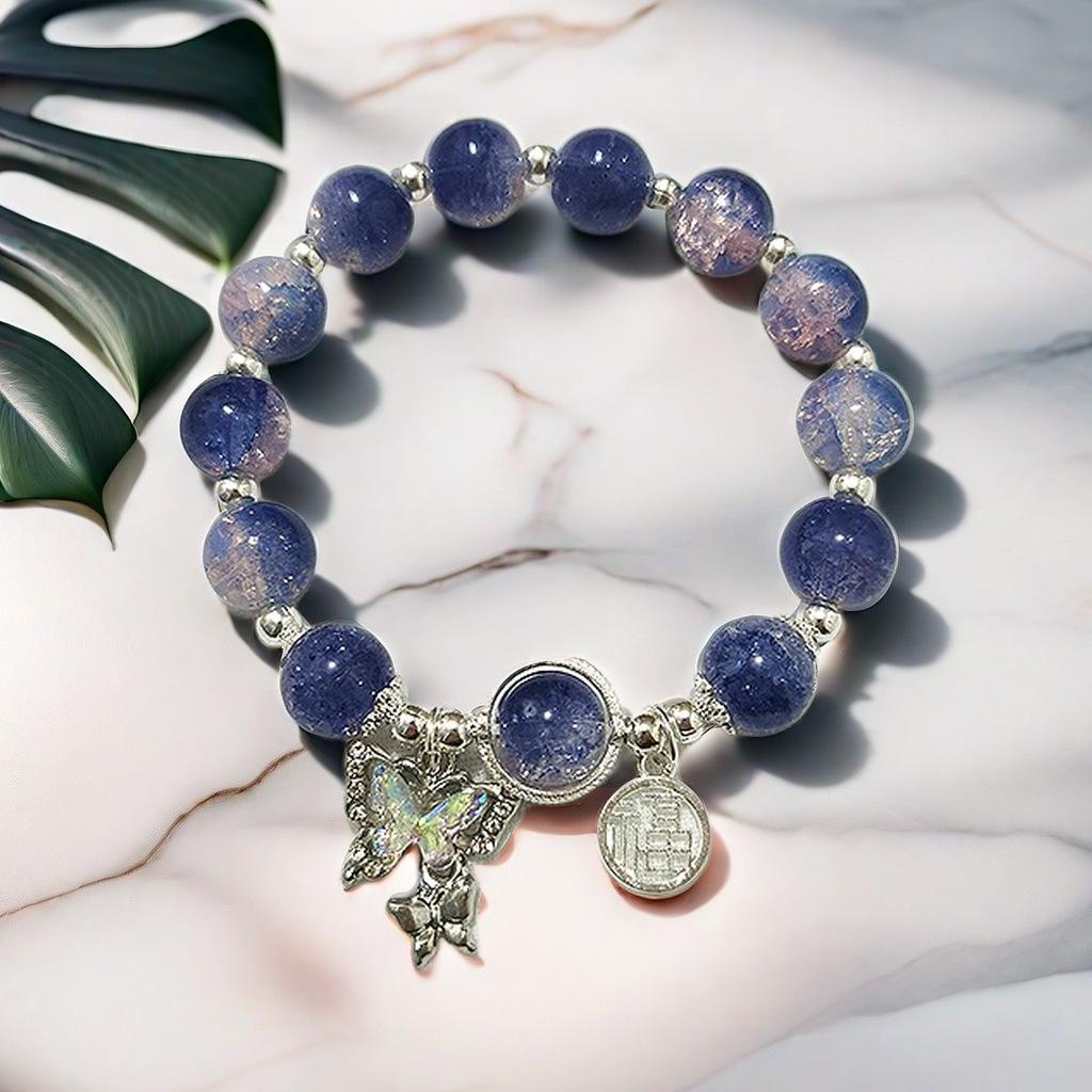 Super Fairy Forest Gradient Glass Bracelet - Chic Chinese Style Gift for Women and Best Friends, Lightweight Luxury Accessory