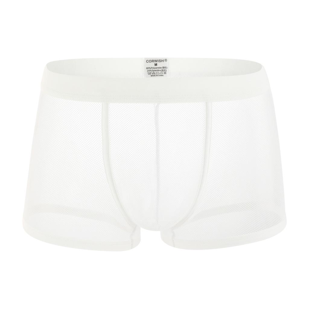 Men Sexy Mesh Boxer Trunks Soft Underwear Transparent Underpants Bulge Pouch Panties Breathable Boxer Shorts Lingerie Knicker