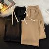 Spring small trousers men's drape simple and versatile sweatpants Japanese elastic waist loose straight nine-point casual pants