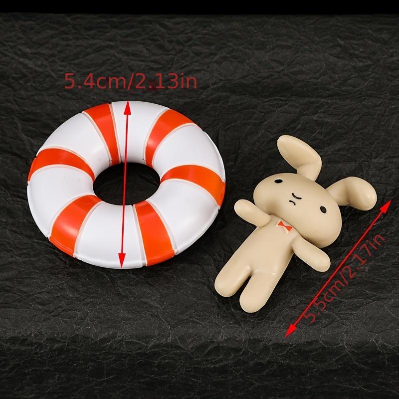 5 Swim Ring Small Novice Figurines, Anime Cartoon White Rabbit, Dinosaur, Pig Figurine Ornaments
