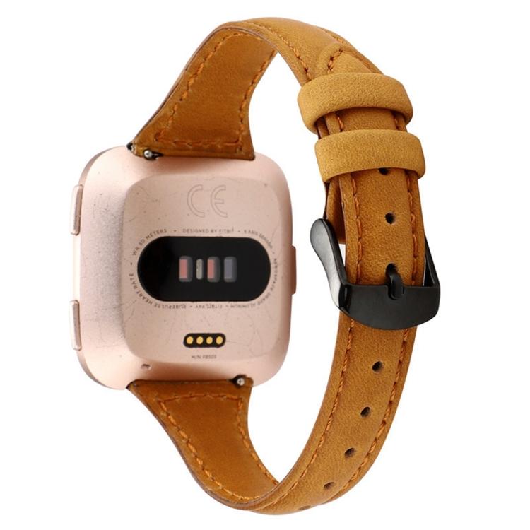 

For Fitbit Versa Crazy Horse Texture Genuine Leather Watch Band(Red Brown) светло-коричневого