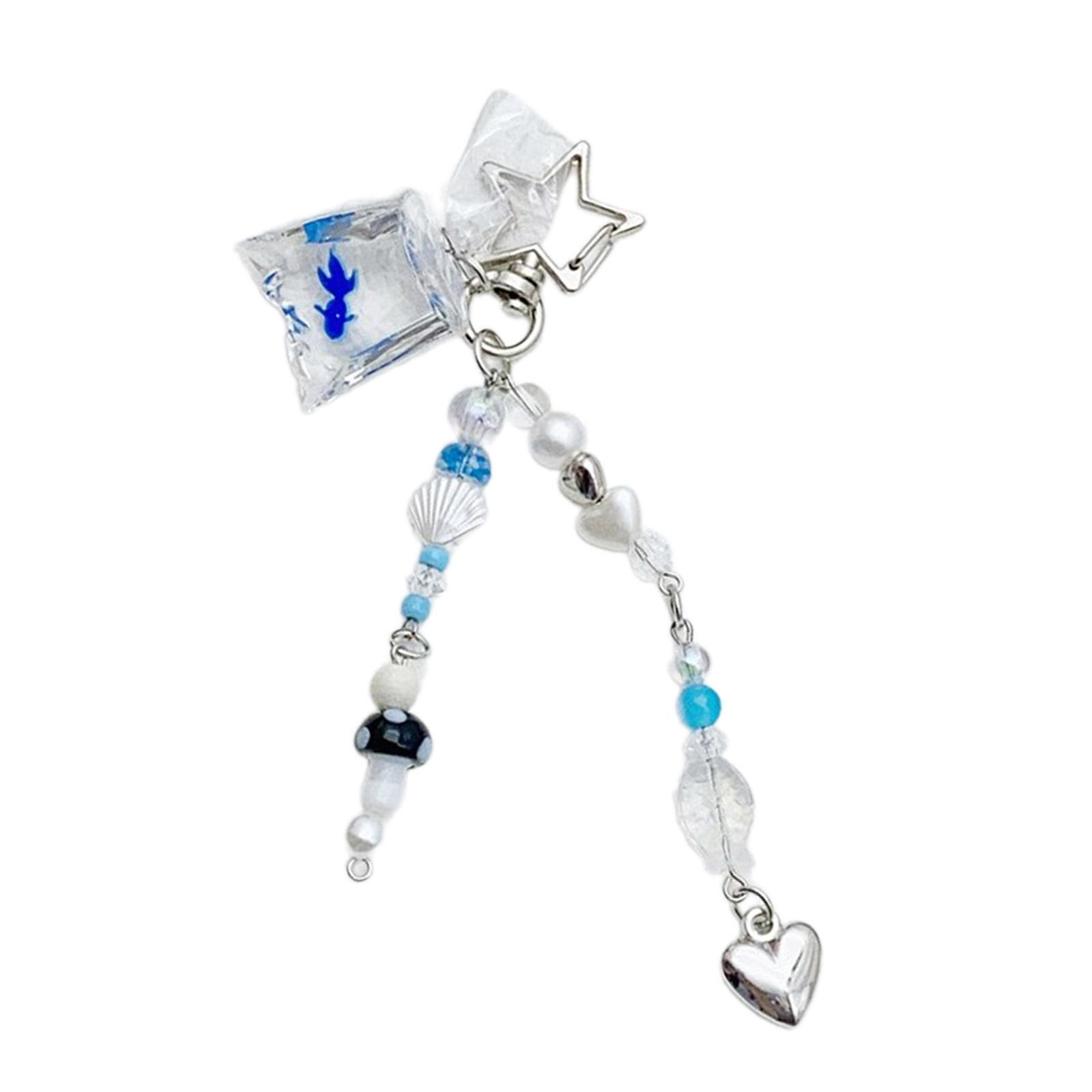 

Уникальный брелок для ключей «Золотая рыбка», многофункциональный акриловый бусина, подвеска для женщин и девочек, украшение для сумки из сплава, аксессуар синий