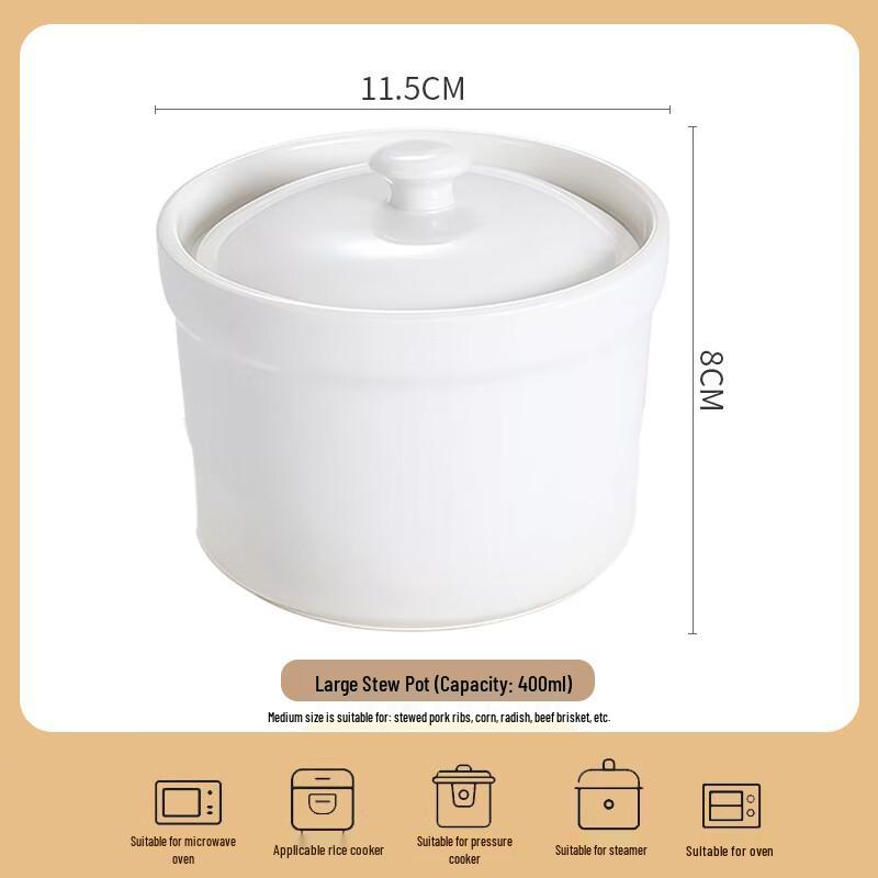 Ceramic Double-Boiler Stew Pot with Lid