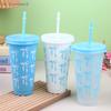 {Summer2} 710ML Kawaii Bow Reusable Party Cups With Straw Lid Coffee Juice Tea Cute Tumbler With Straw Plastic Cups Summer Gifts