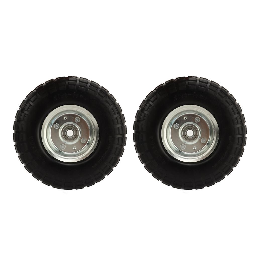 2Pcs 10in Solid Tire Set Inflation Free PU Foam Deep Groove Ball Bearing Solid Tyre Replacement for Garden Vehicles