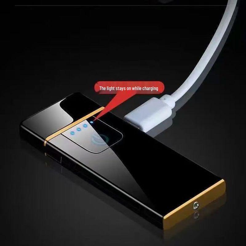 High-Power Windproof Rechargeable Men's Flip Lighter - Black Technology Design