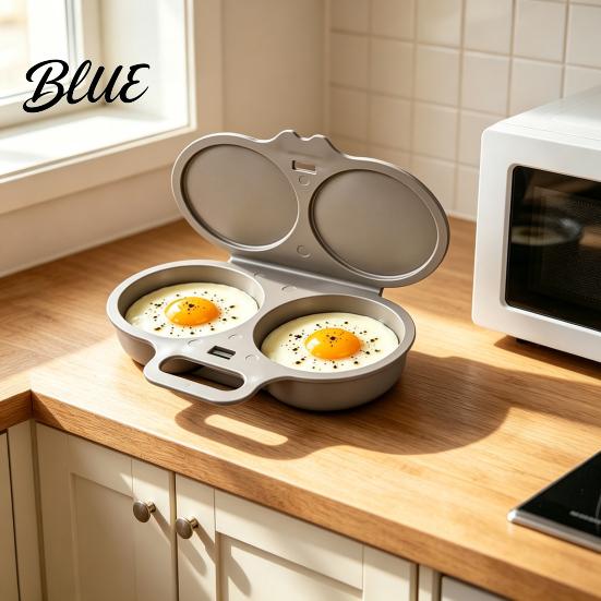 Efficient Egg Steaming Tool Dual Cavity Microwave Poacher with Lid And Handle, Food Grade Plastic Reusable Boiler Steamer, Oil-free Cooking