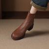 Krazing Pot Cow Skin Round Toe Thick Heels Chelsea Boots Size 42 Back Zip Women Keep Warm Ankle Boots