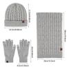 Warm Winter Hat Soft Long Knit Scarf Fashion Beanie Hat Scarf Gloves Set  for Women & Men