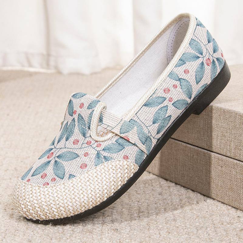 

Женская обувь весна новая старая Пекинская тканевая обувь с небольшим горлом для мам среднего и пожилого возраста одна педаль легкая и удобная повседневная обувь 40 синий