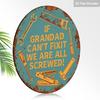 2D Flat Vintage Rustic Wooden Hanging Sign, "If Grandad Can't Fix It We Are All Screwed" Funny Wall Art, Father's Day Gift for Grandad, Garage Man