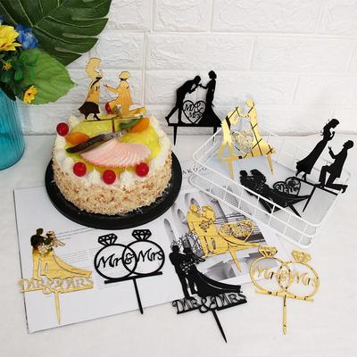 Schwarz Gold Hochzeitsfeier Zubehör Basteln Kuchenaufsatz Hochzeitsbedarf Braut Bräutigam Mr Mrs Acryl Dekoration