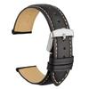 WOCCI 20mm Watch Strap, Vintage Genuine Leather Watch Band (Black with Contrast Stitching), Includes Adjustment Tool and Spring Bars