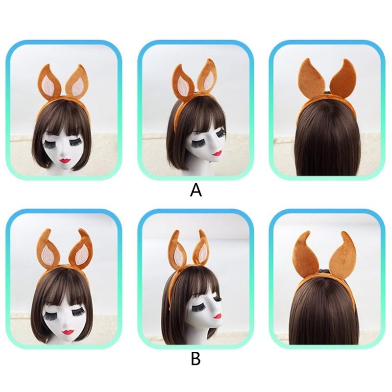 Dogs Hair Hoop Set Foxes Ears Headband Plush Tail Bowtie False Nose Animals Costume Set for Halloween Cosplay Party