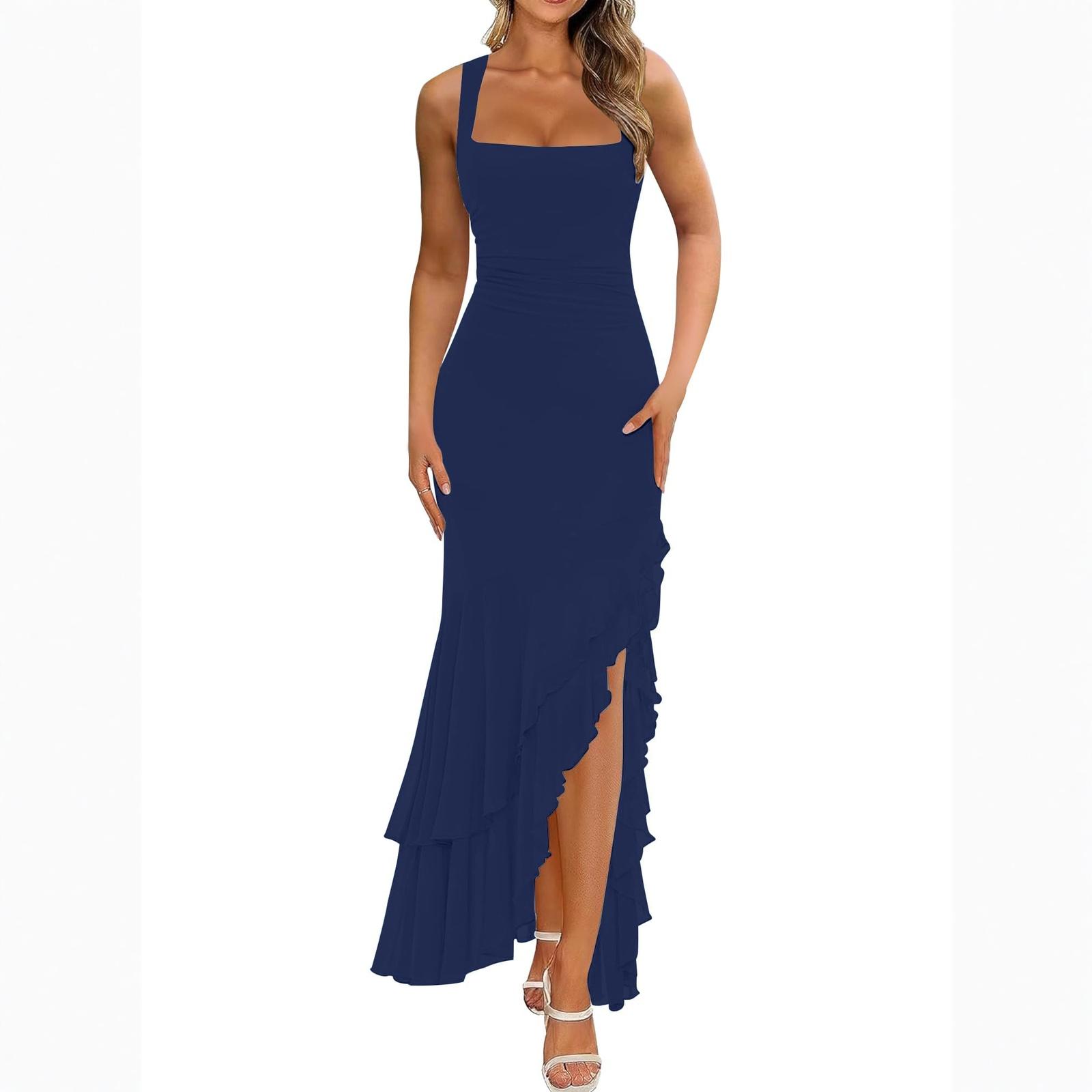 Women s Elegant Dress Sleeveless Long Dresses XL тёмно-синий