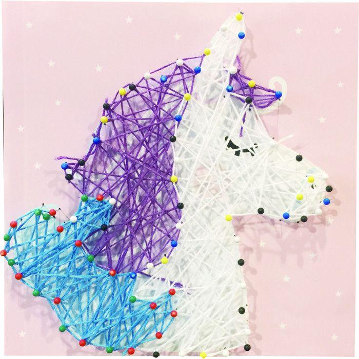 Tableau de fil tendu String Art Licorne 21 x 21 cm