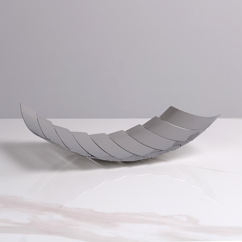 Simple Modern Light Luxury Metal Stainless Steel Fruit Plate Soft Decoration Sample Room Tray Storage Tray Ornaments
