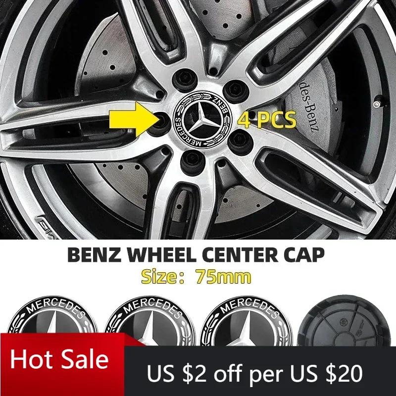 GLC 4 pièces 75mm Cache-moyeu de Roue Jantes Cache-moyeu Badge Logo A1674015900 Accessoires Noir Blé Pour Mercedes Benz