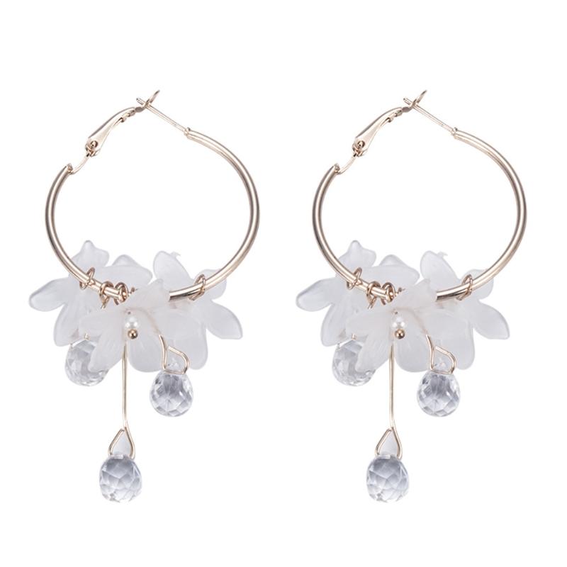 1pair Sweet Transparent Crystal Flower Drop Earrings for Women Temperament Long Tassel Earrings Female Elegant Jewelry Gift