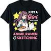 Just A Girl Who Loves Anime Ramen and Sketching Drawing Art T-Shirt