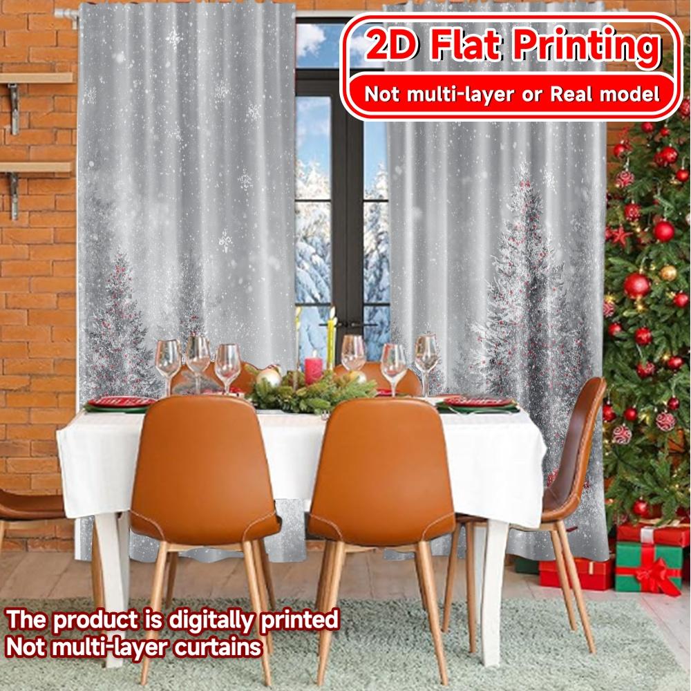 Modern Flat Printing Festive Forest Pattern Curtains Versatile Polyester Fabric Decorations Use Bedroom Set Of 2 Made Decor