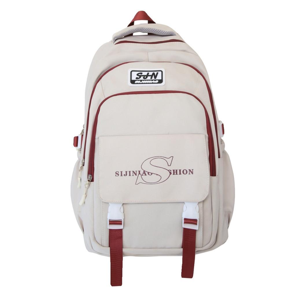 White Purple Colorful Backpack For Junior High School College Students Large Capacity Shoulder Bag