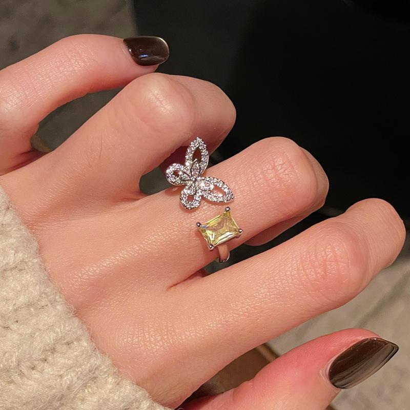 Light Luxury High-End Love Color Treasure Series Zir*****Pen Ring Niche Full Of Diamonds Personality Exquisite Elegant Ring Woman