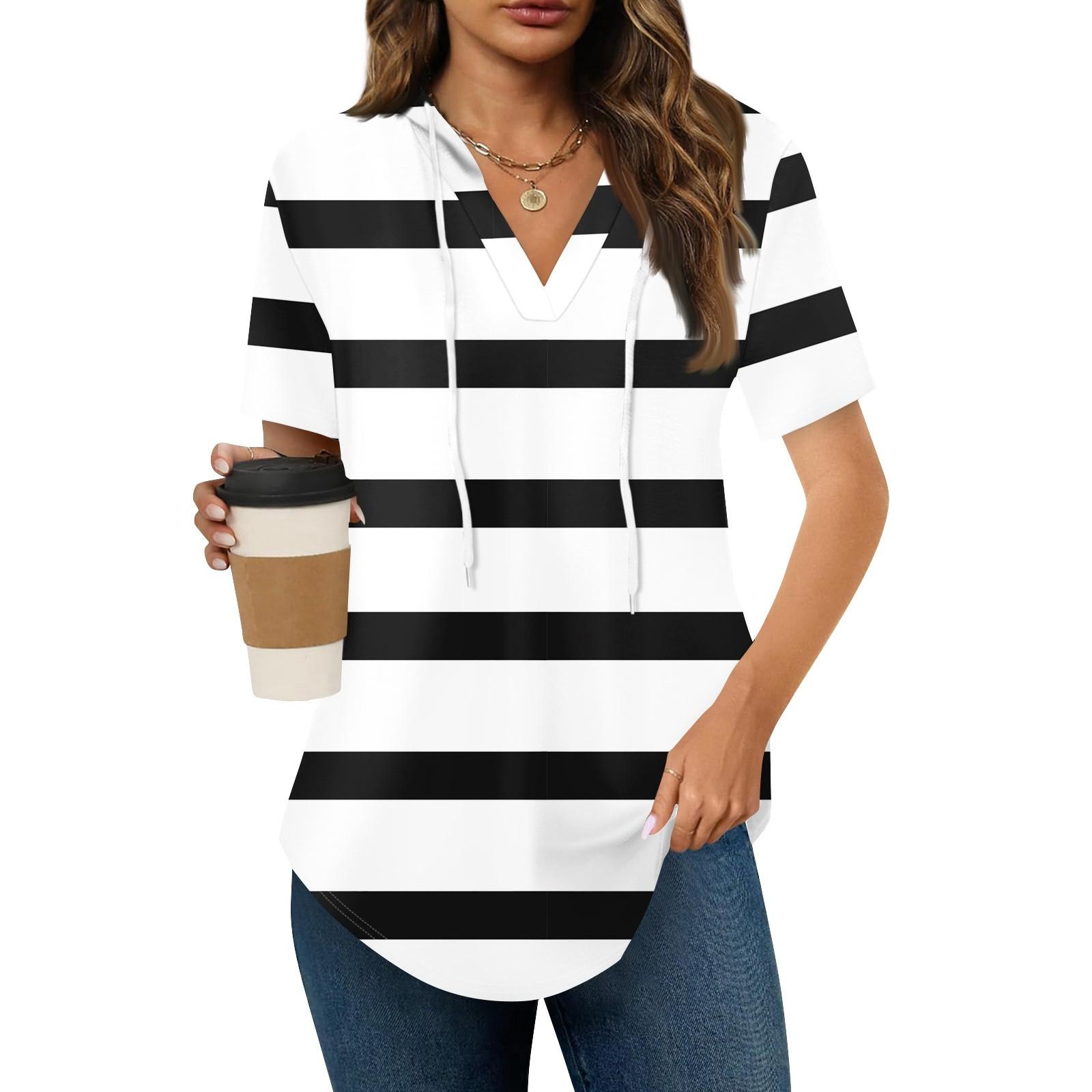 

Женские летние футболки с V-образным вырезом, толстовки с коротким рукавом, туники, повседневные свободные туники, толстовки M белый