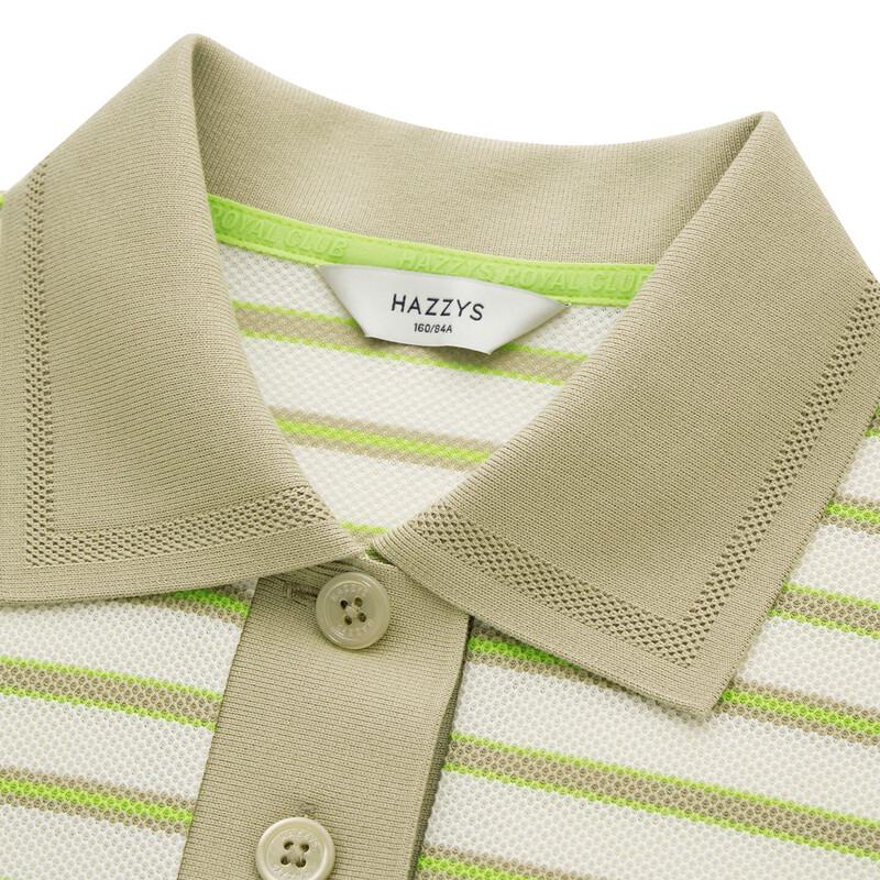 HAZZYS Women's Striped Short Sleeve Polo Shirt