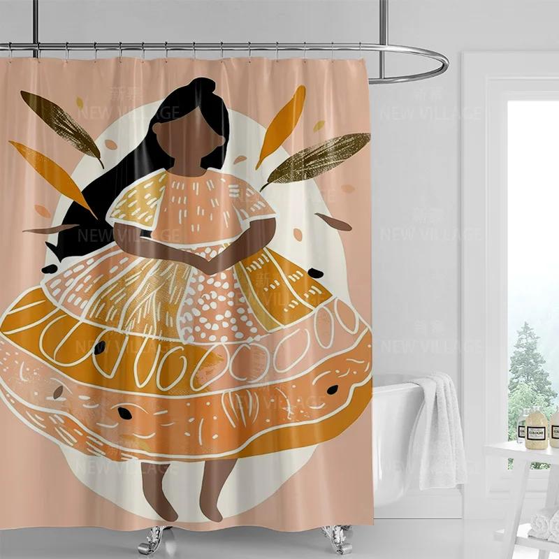 Abstract Art Print Waterproof Shower Curtain - Stylish, Durable & Easy-Care Choice For Contemporary Bathroom Décor