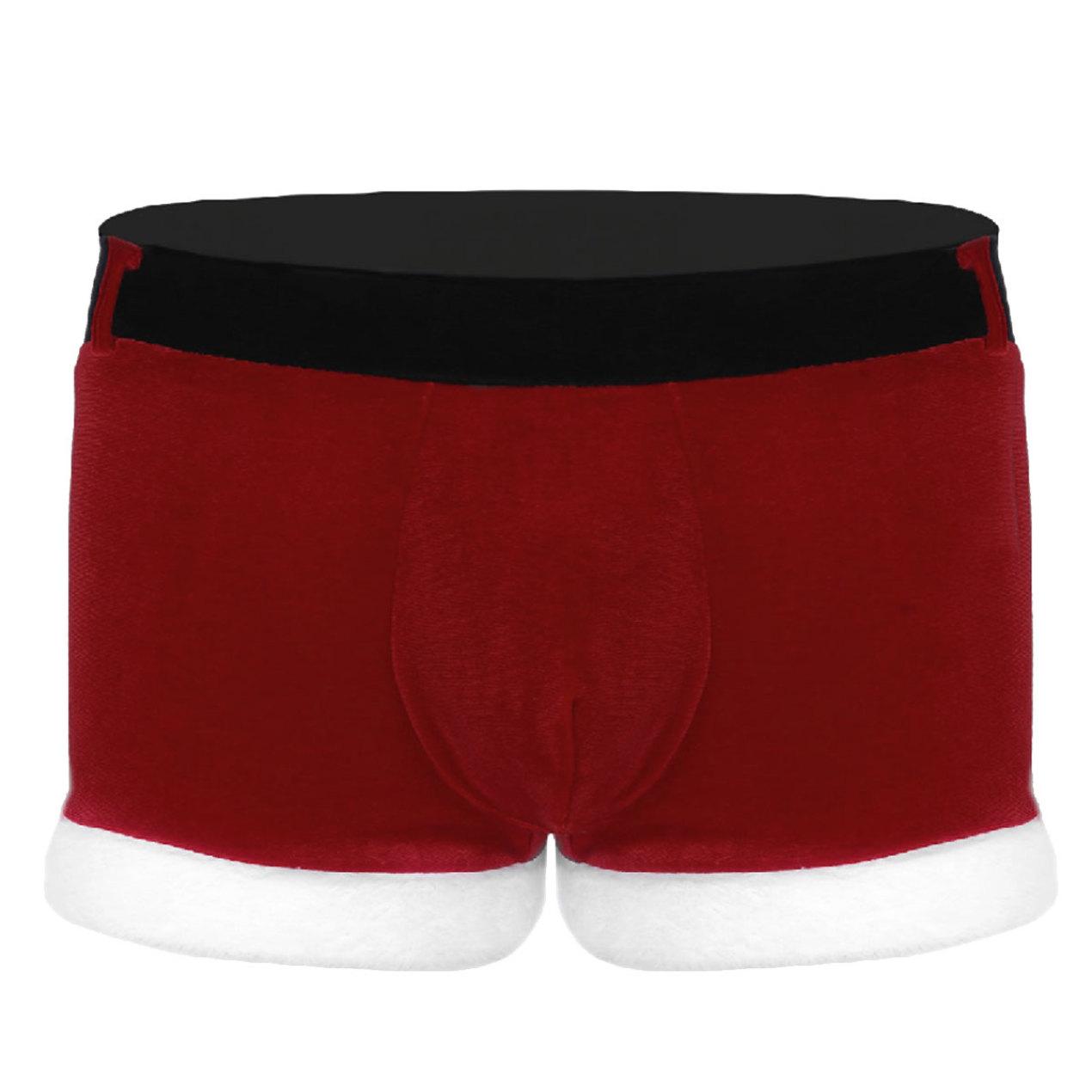 

Мужской бархатный костюм Санты для Рождества, праздника, маскарада, косплея, боксеры, нижнее белье, трусы L