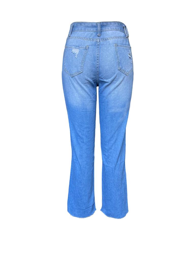 2025 Summer European & American Style Slimming Ripped Denim Jeans for Women