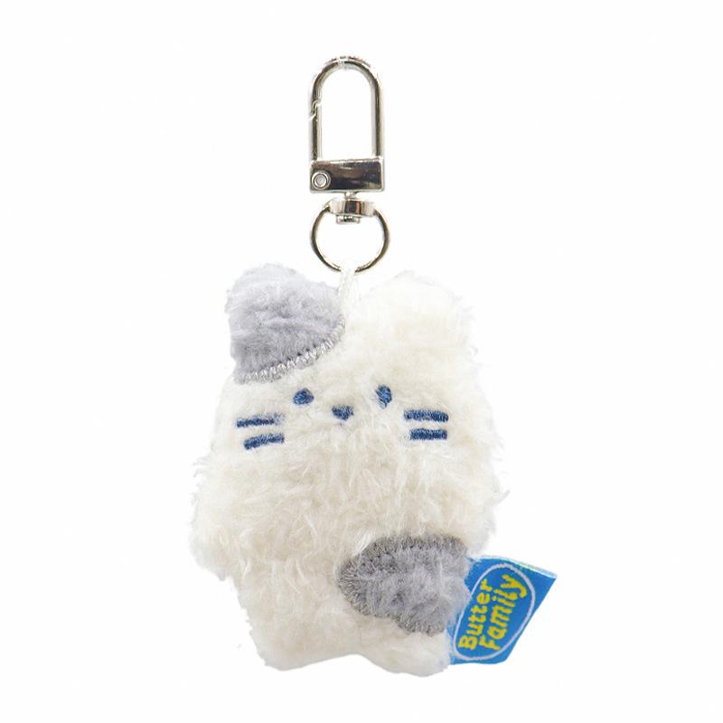 

Butter Theme Family White Cat Pink Rabbit Butter Plush Toy Keychain Pendant