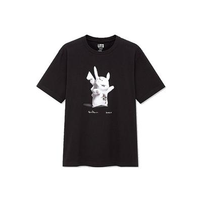 Uniqlo × Pokémon Collaboration Printed Loose Fit Crew Neck T-Shirt Unisex Tops Black 428125-09