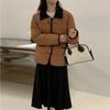 New Contrasting Color Sewn Cotton Jacket Short Autumn and Winter Women's Retro Lapel Thin Cotton Jacket Thickened Jacket