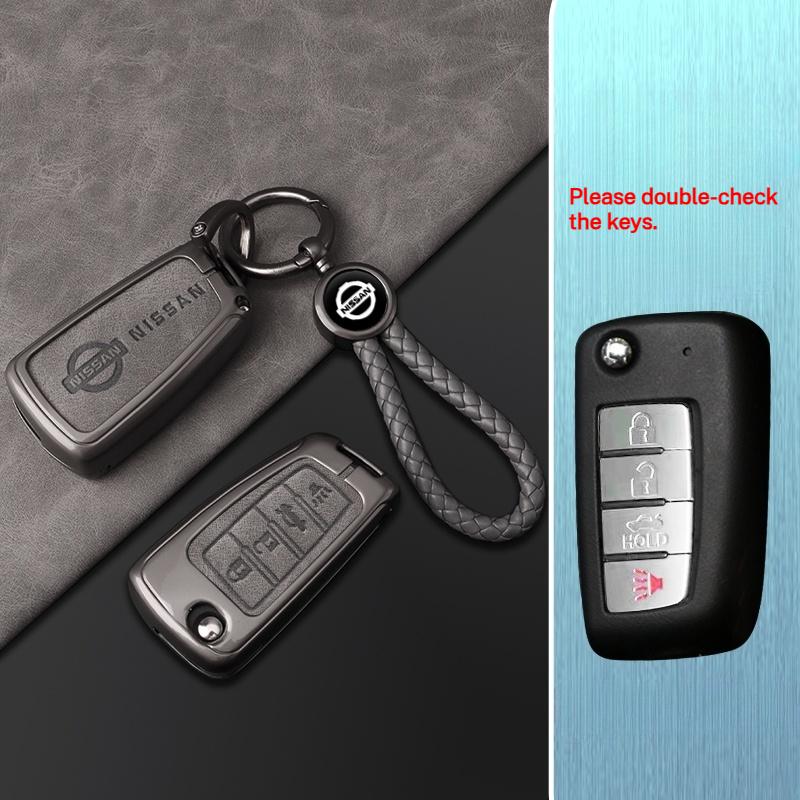 2/3/4Buttons Zinc Alloy Leather Car Remote Key Cover Case for Nissan Rouge Maxima Altima Sentra Murano Qashqai X-Trail Serena