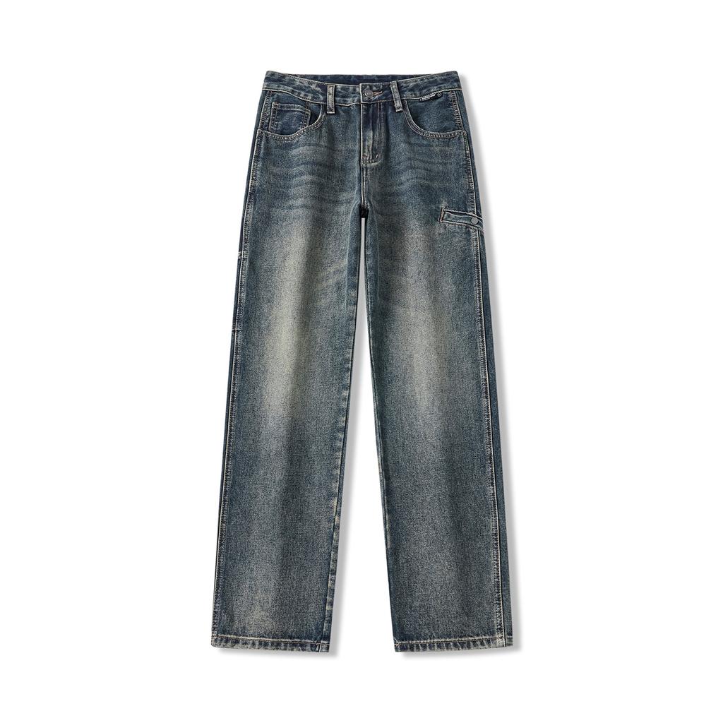 New Retro Jeans for Autumn and Winter, Men's Loose Japanese Work Pants, Washing Wide-leg Pants