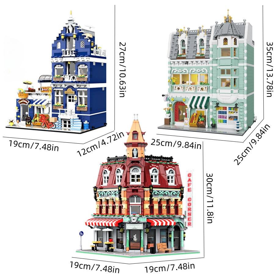 Non-Toxic European Street Scene Architecture Creative 3D Micro Building Blocks Coffee Shop Market Store Adult Kid Christmasgift