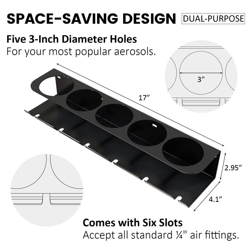 Wall-Mounted Aerosol Spray Can and Tool Organizer for Garage or Home