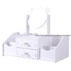 Desktop Drawer-Type Vanity Mirror Storage Box Round Makeup Mirror for Dressing Table Organizer for Jewelry Skincare Products