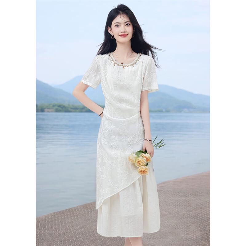 Xinfeiyu Elegant Faux Two-Piece Spliced A-Line Dress XL